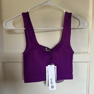 NWT Zara Purple Ribbed Crop Tank Top – XS/S